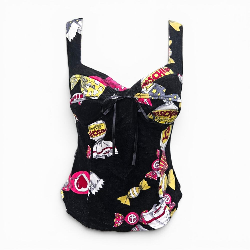 Y2k Moschino Jeans Candy Print Bustier Top Rare - Size 6